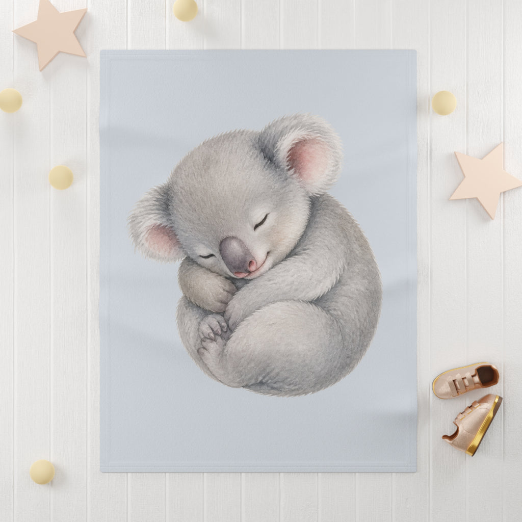 Sleeping Koala Baby Blanket | Soft Fleece Nursery Throw