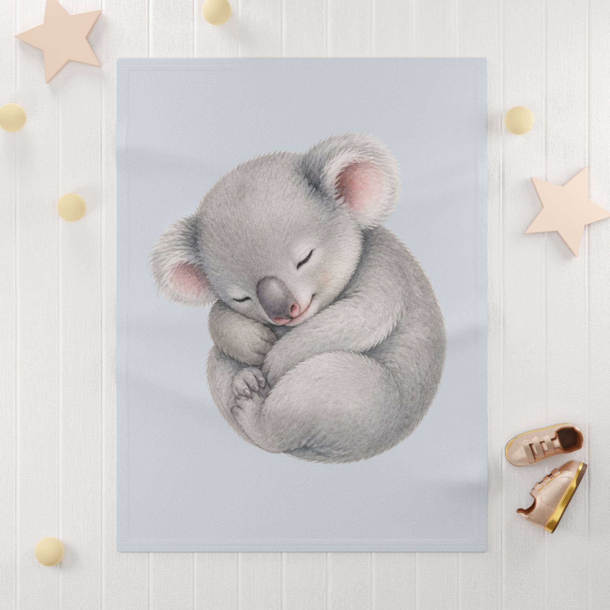 Sleeping Koala Baby Blanket | Soft Fleece Nursery Throw
