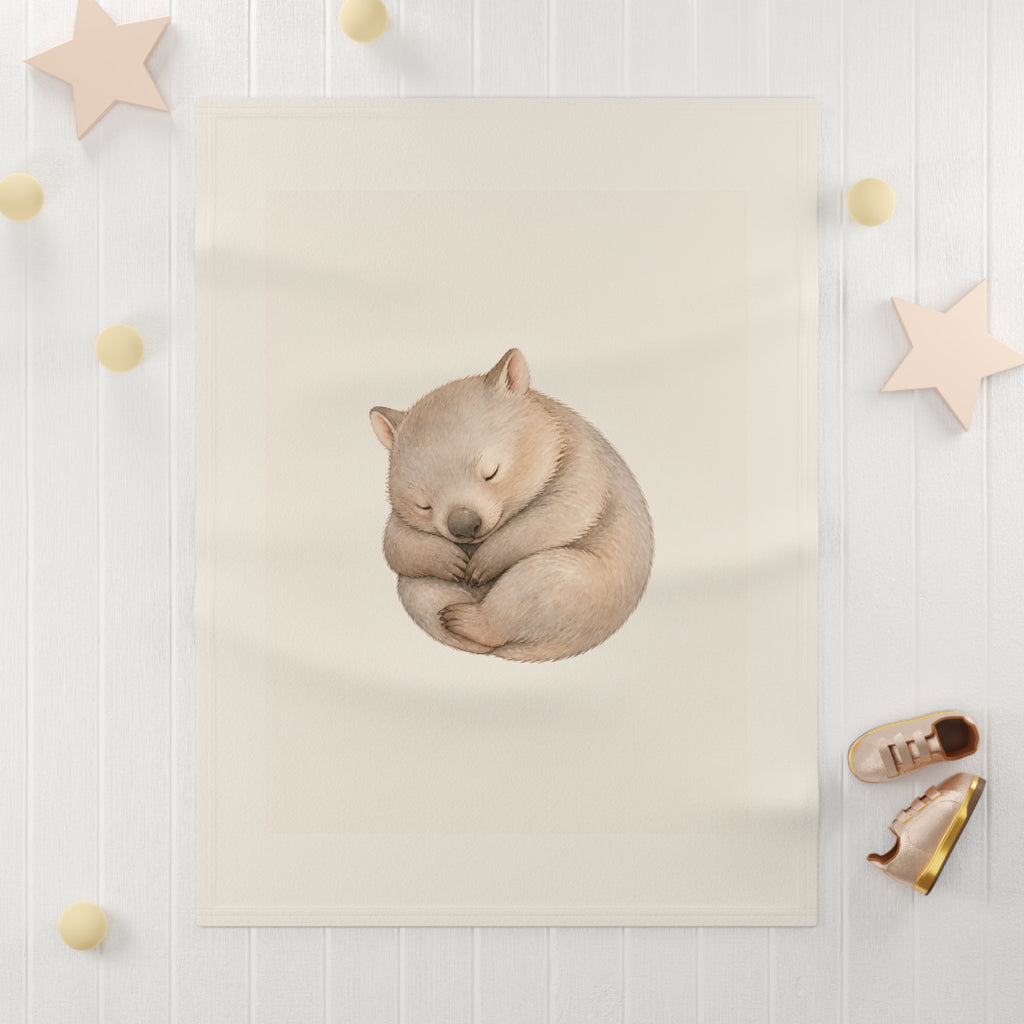Sleeping Baby wombat  Blanket | Neutral Nursery Animal Print
