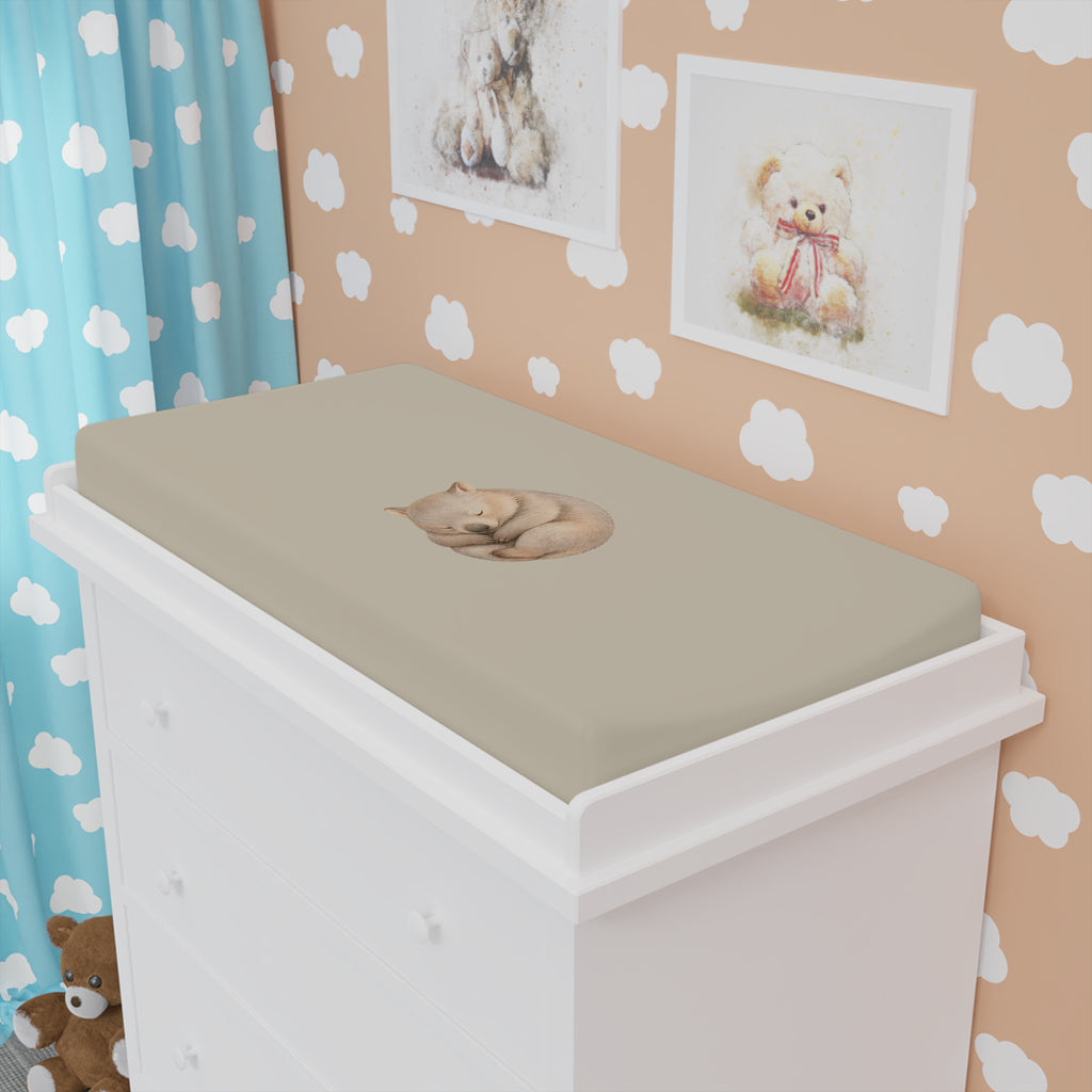 Sleeping Fox Baby Changing Pad Cover | Neutral Nursery
