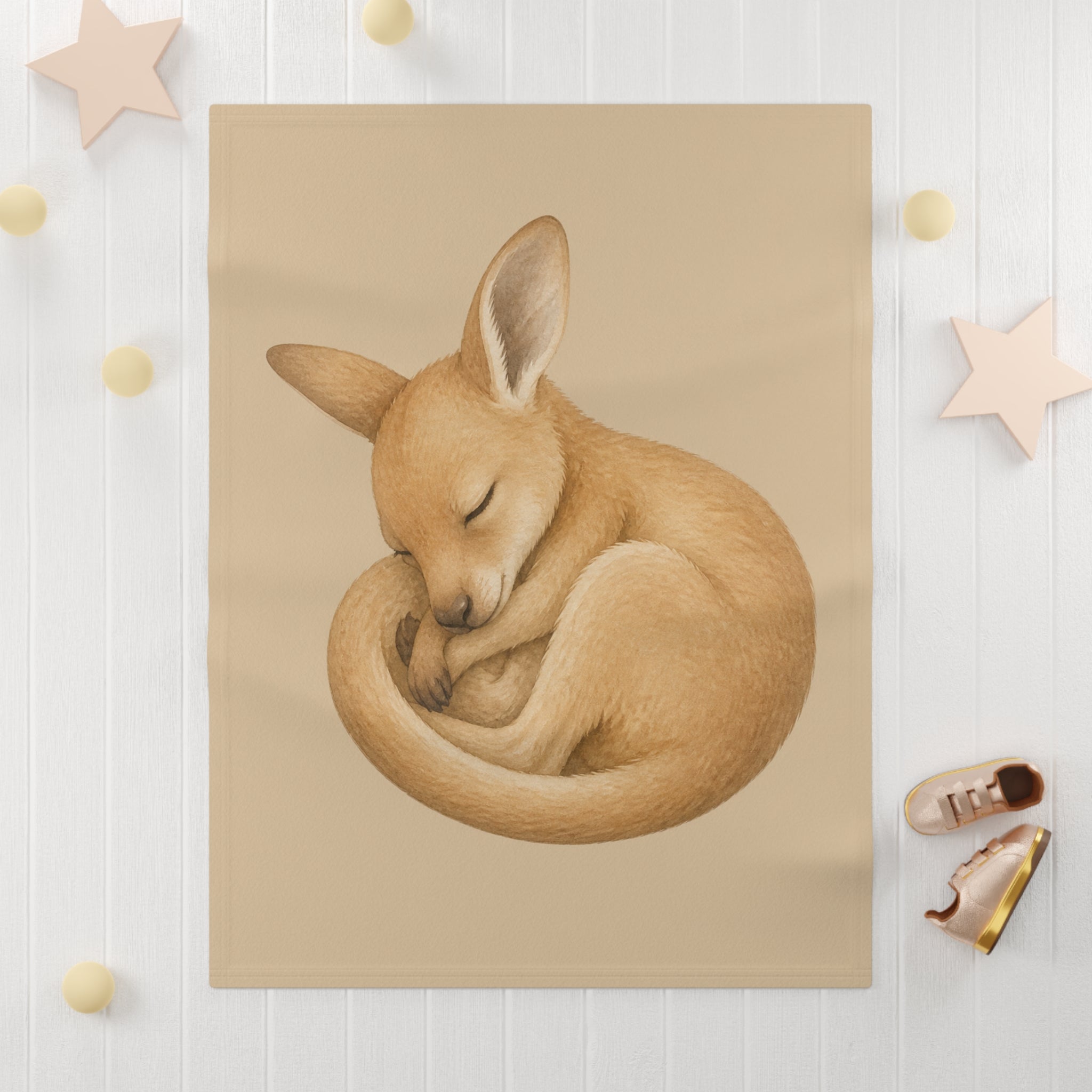 Sleeping Baby Kangaroo Blanket | Nursery Animal Fleece Throw