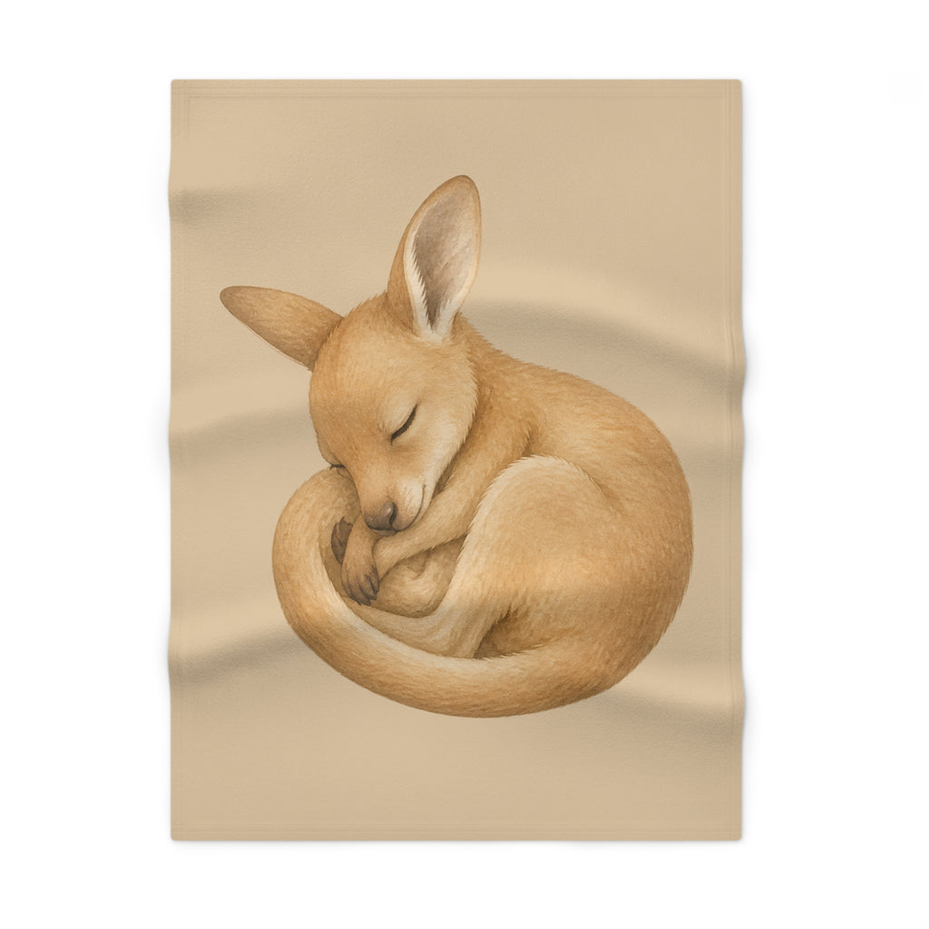 Sleeping Baby Kangaroo Blanket | Nursery Animal Fleece Throw