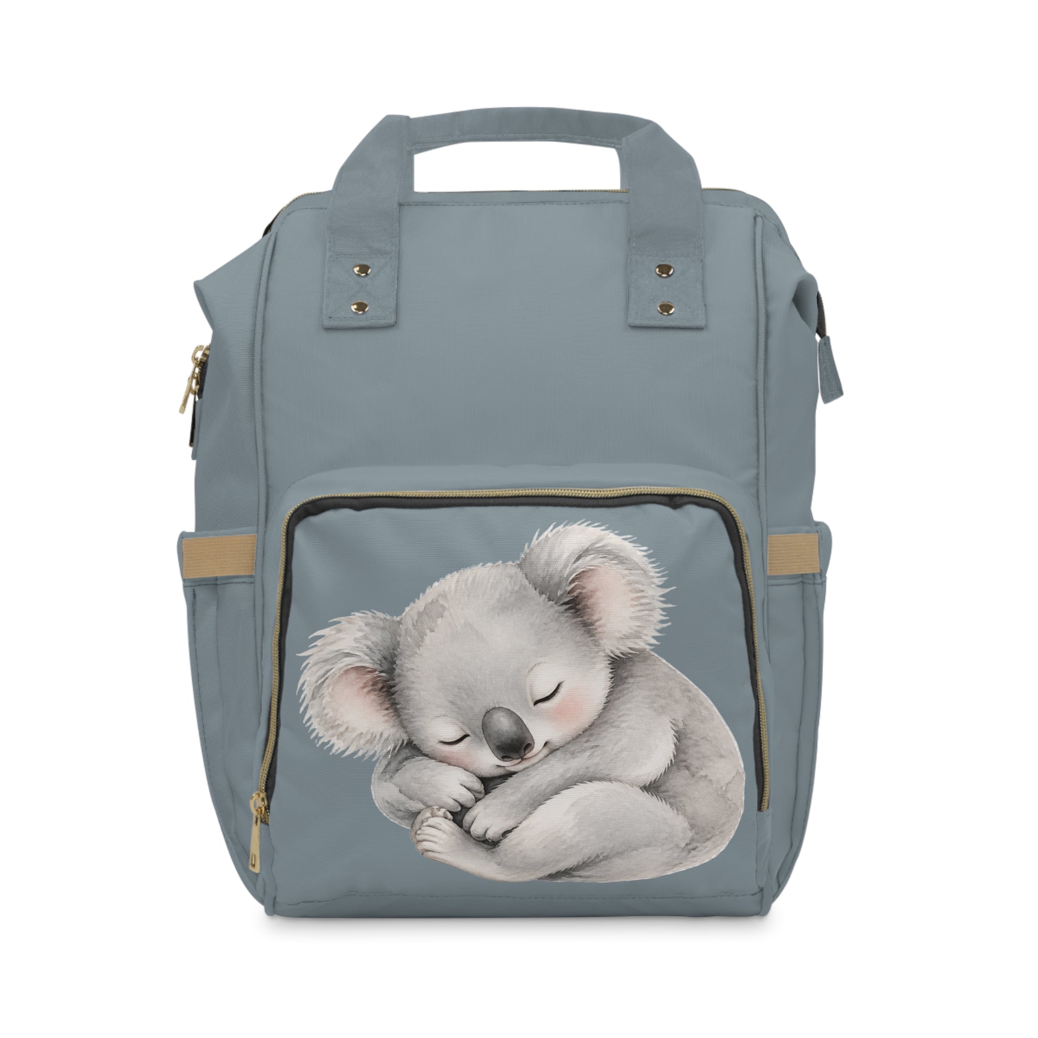 Sleeping Koala Multifunctional Diaper Backpack | Grey Nursery Bag