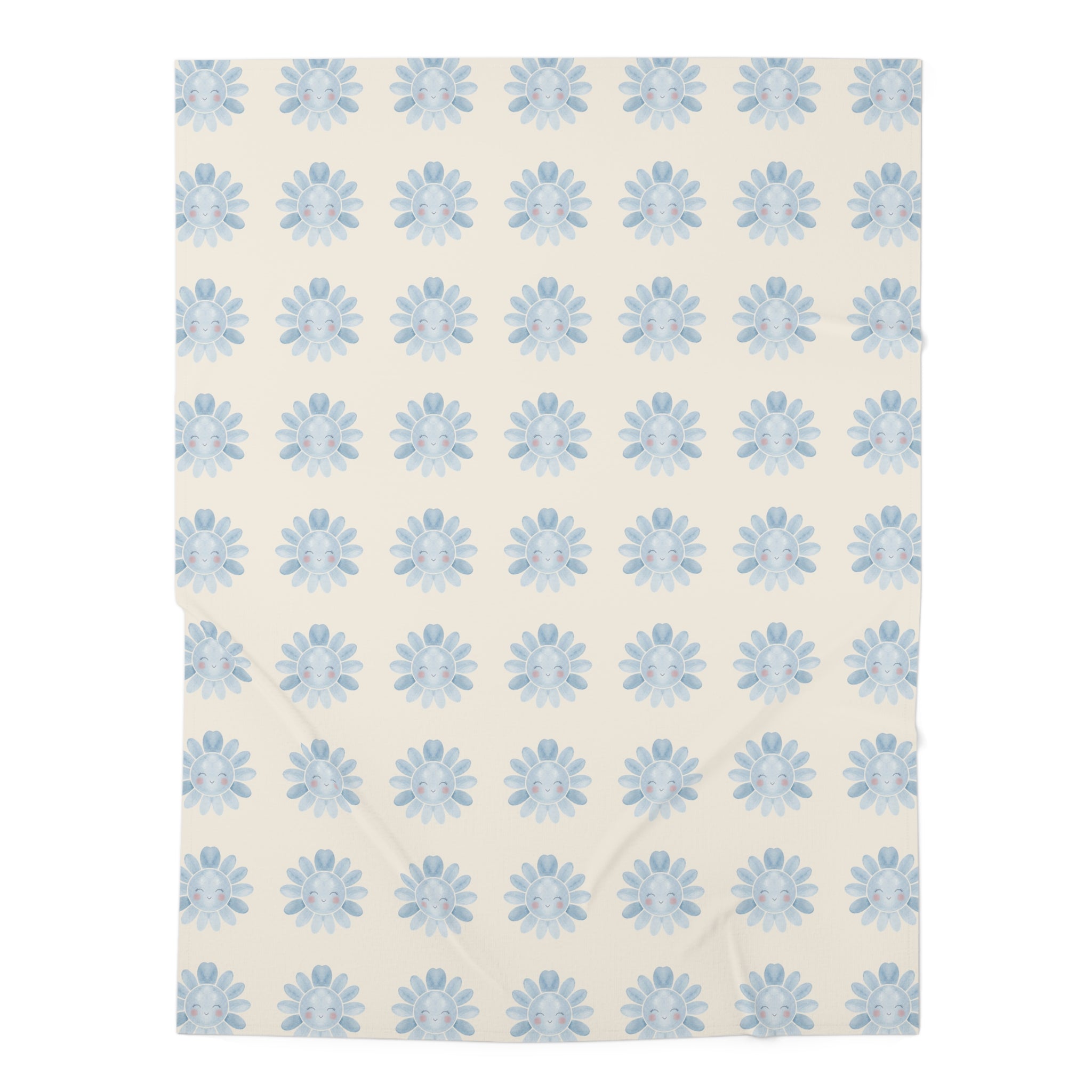 Blue Floral Pattern Baby Swaddle Blanket | Watercolor Daisy Print
