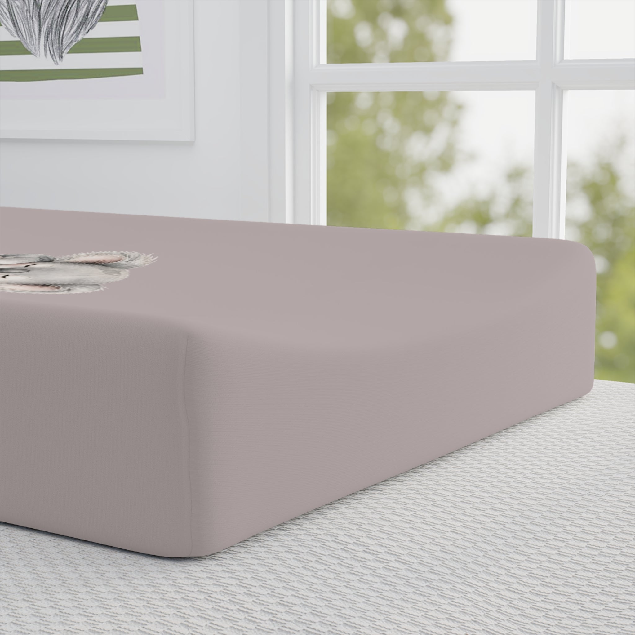 Sleeping Koala Baby Changing Pad Cover | Neutral Blush Nursery